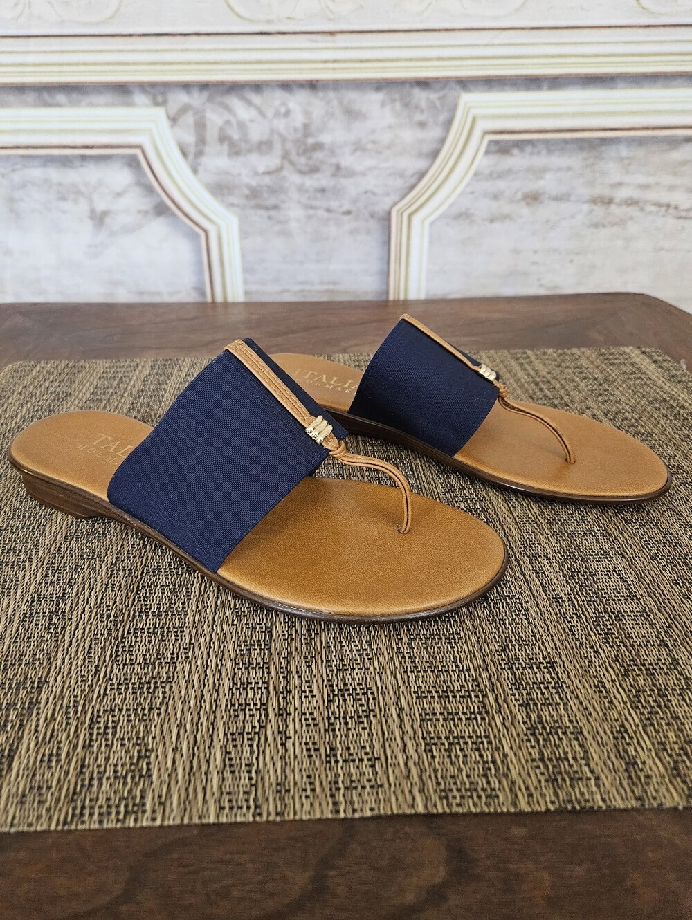 Italian Shoemakers Navy Blue Afia Sandal Made In Italy 7.5